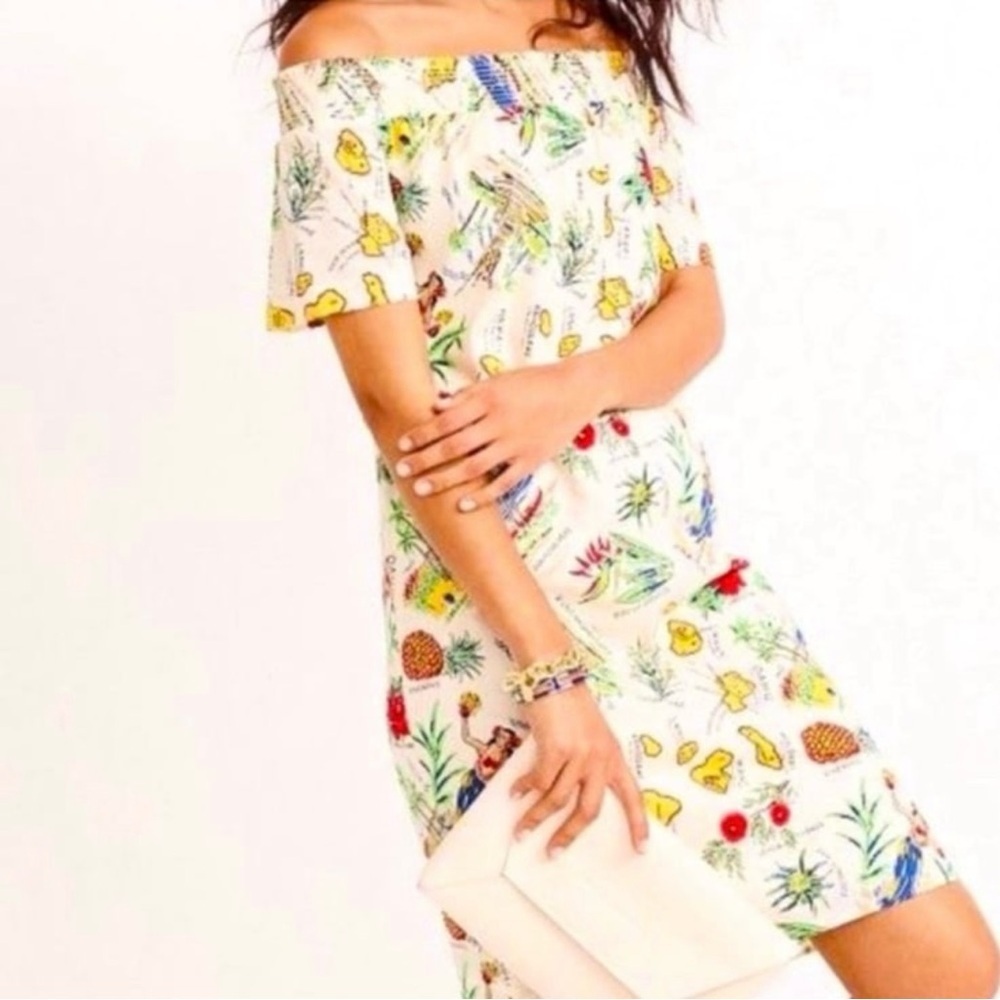 J. Crew Hawaii Print Off Shoulder Dress